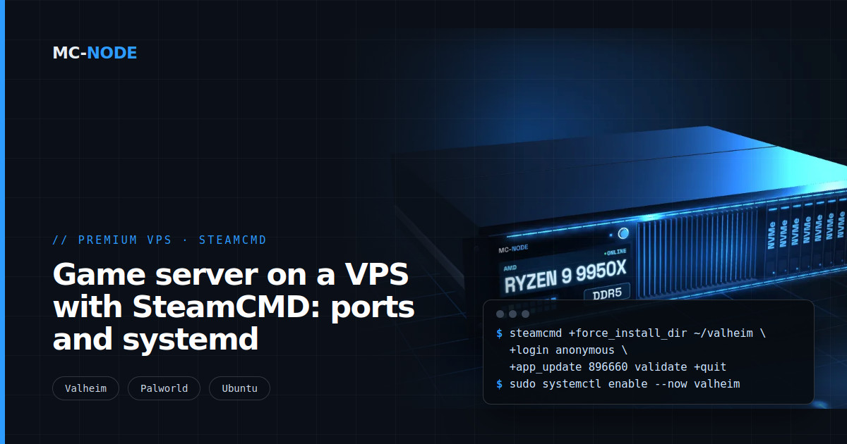Game server on a VPS with SteamCMD: ports and systemd