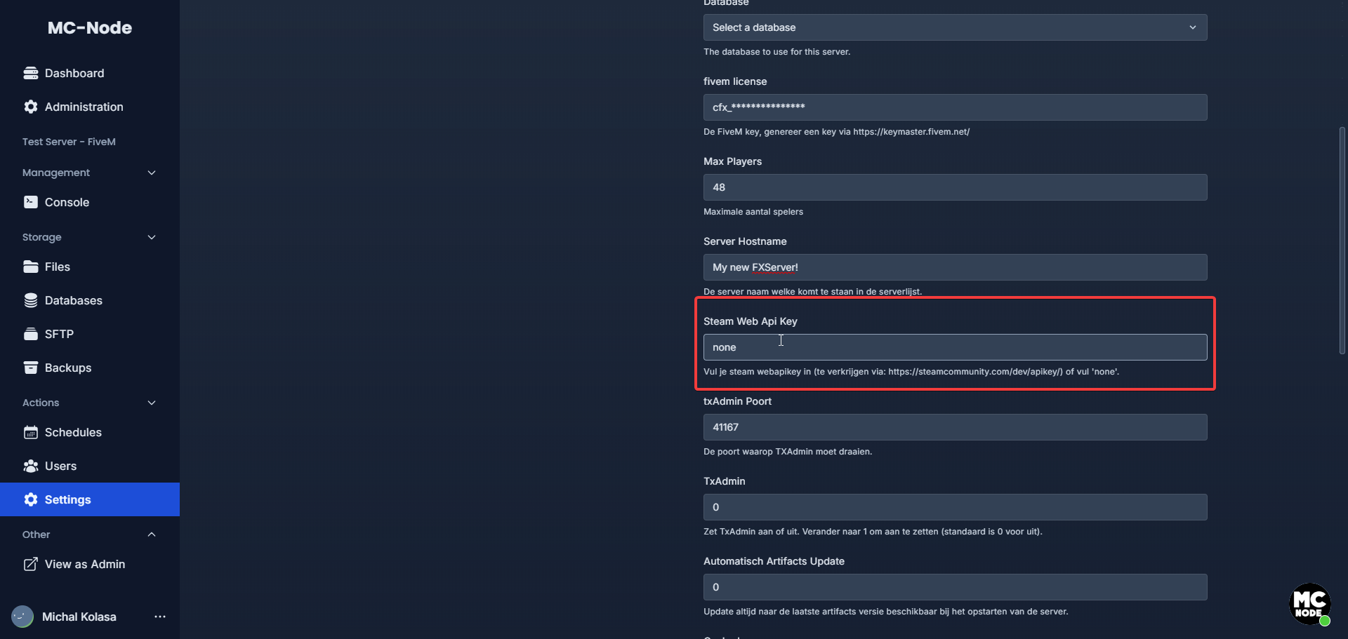 ¿Cómo configuro una Steam Web API key?