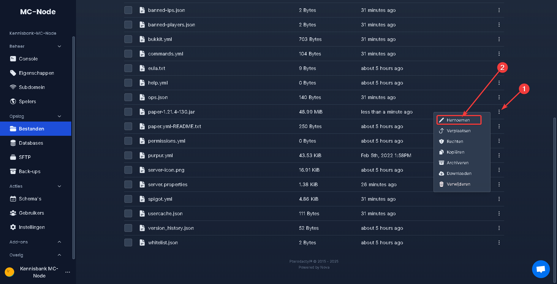 ¿Cómo subo un server jar personalizado?