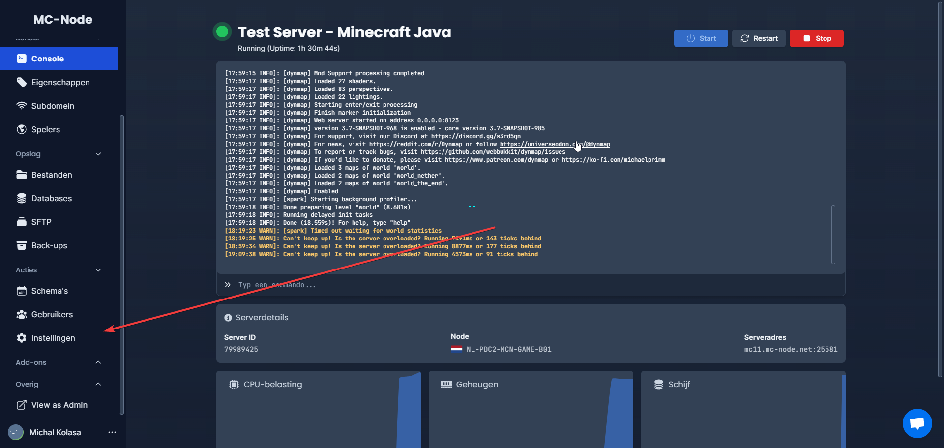 ¿Cómo cambio el nombre de mi server en el panel?