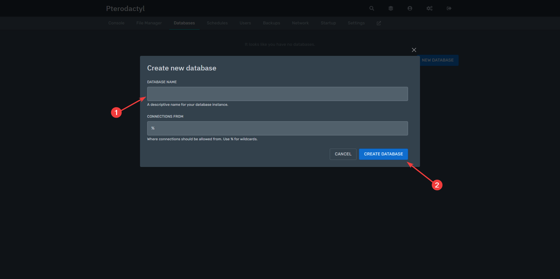 ¿Cómo creo una base de datos para mi servidor?