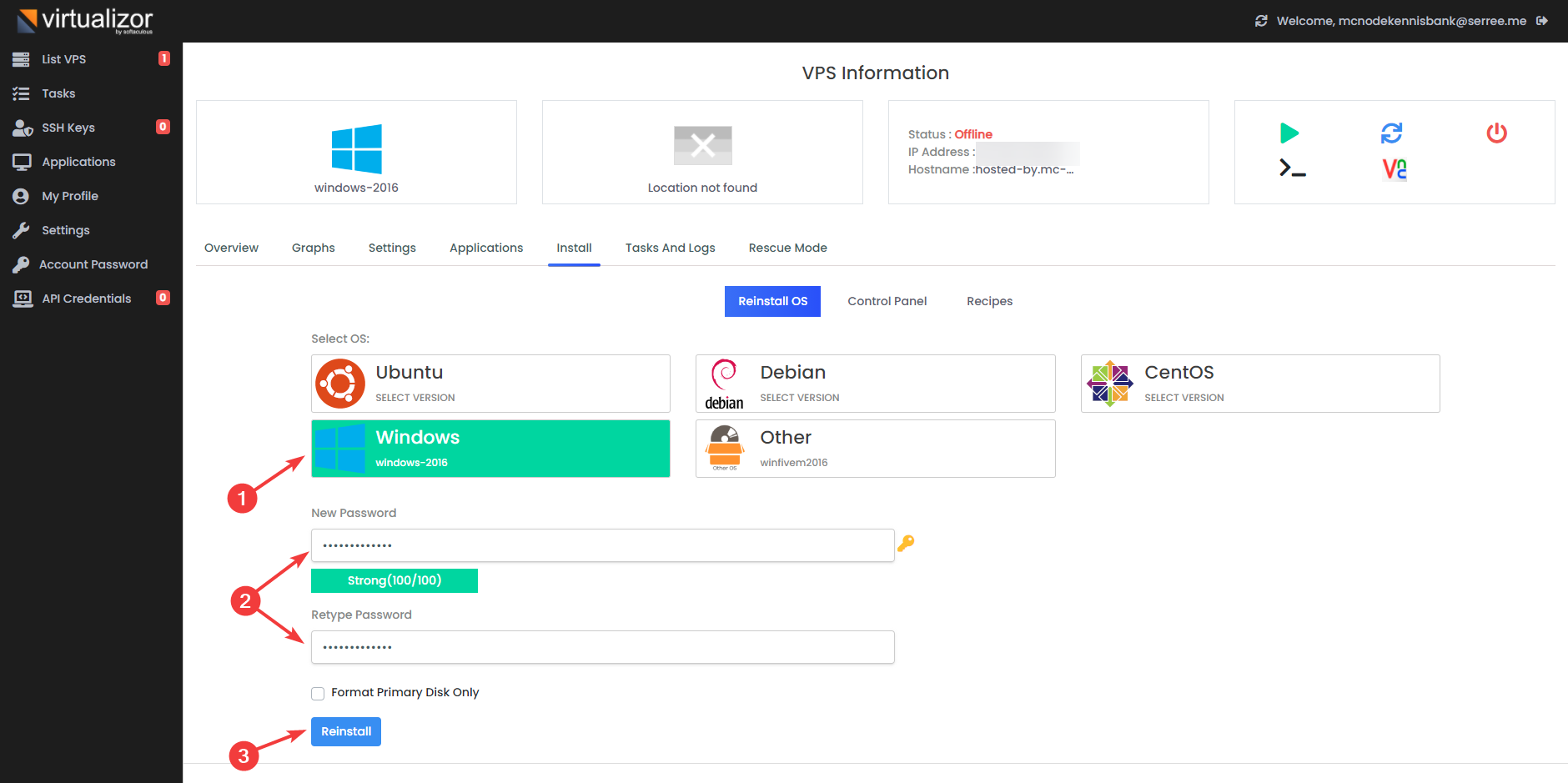 ¿Cómo cambio el sistema operativo de mi VPS?