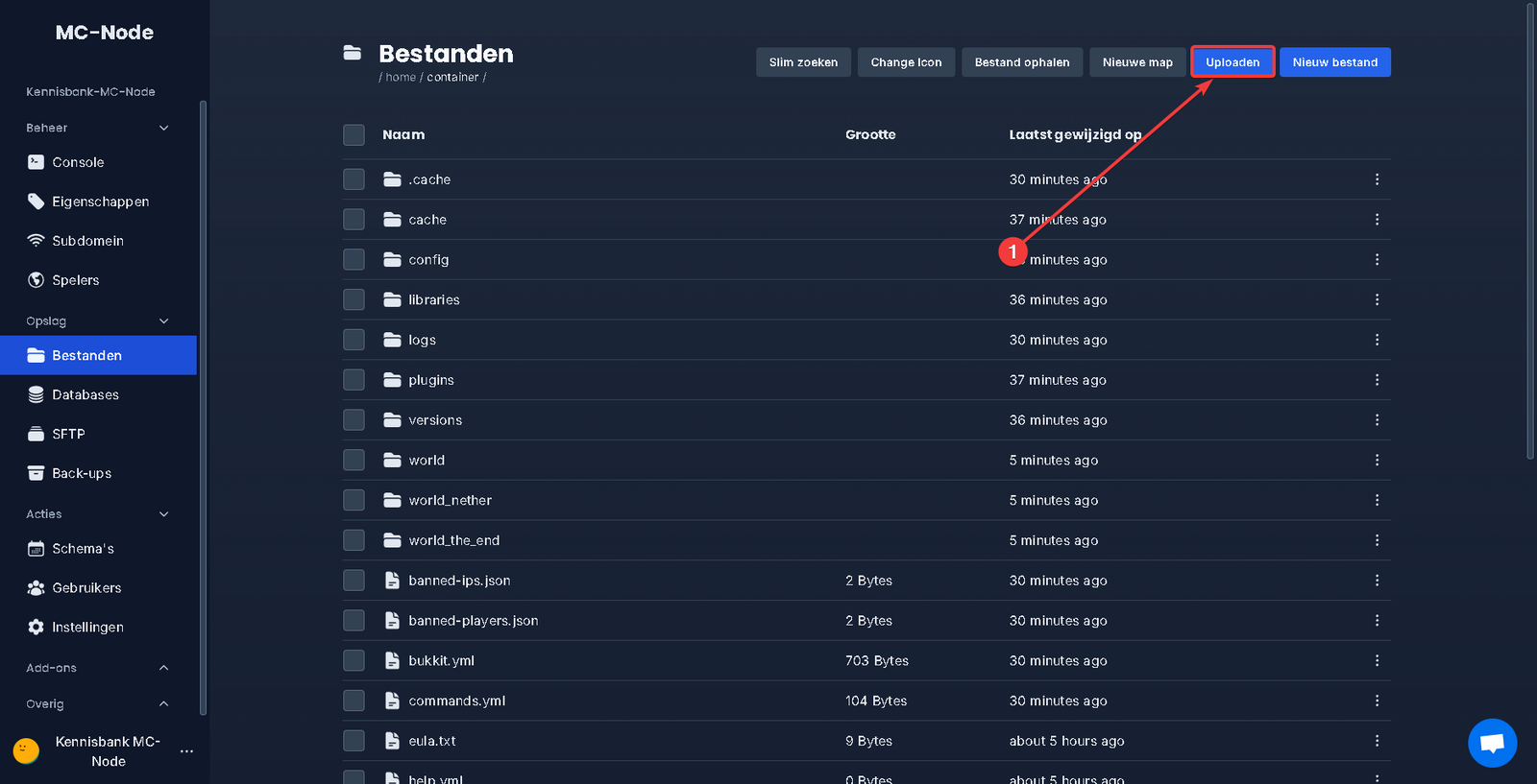 Hoe upload ik een custom server jar?