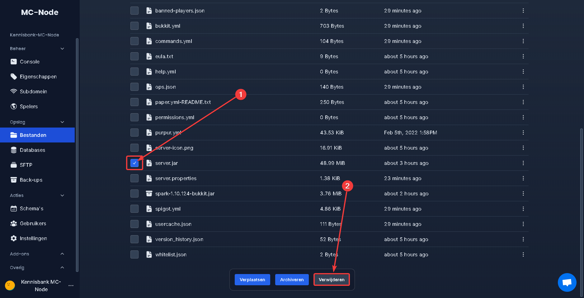¿Cómo subo un server jar personalizado?